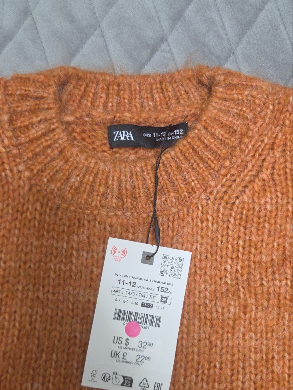 Zara Kids Orange Knit Crewneck Sweater - Picture 5 of 7